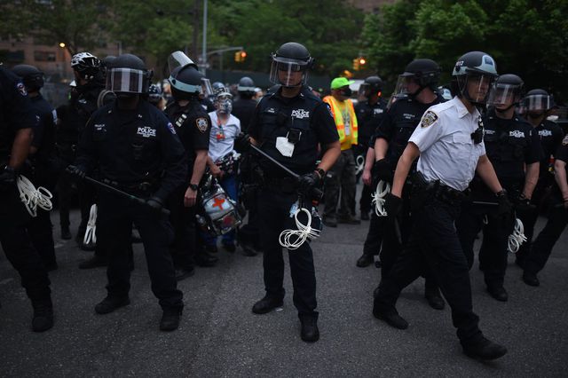 An image of cops in riot gear on June 4th, 2020 in the Bronx.